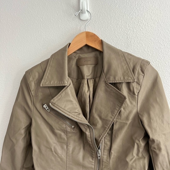 Blank NYC Taupe Brown Faux Leather Moto Jacket M - Picture 11 of 11